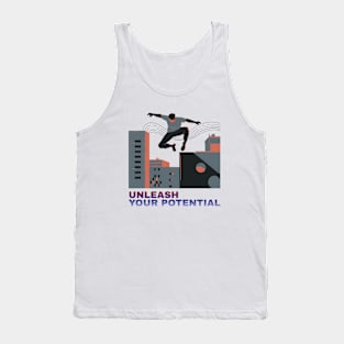 Parkour Potential Unleashed - Aesthetic Guy Doing Parkour Illustration Tank Top